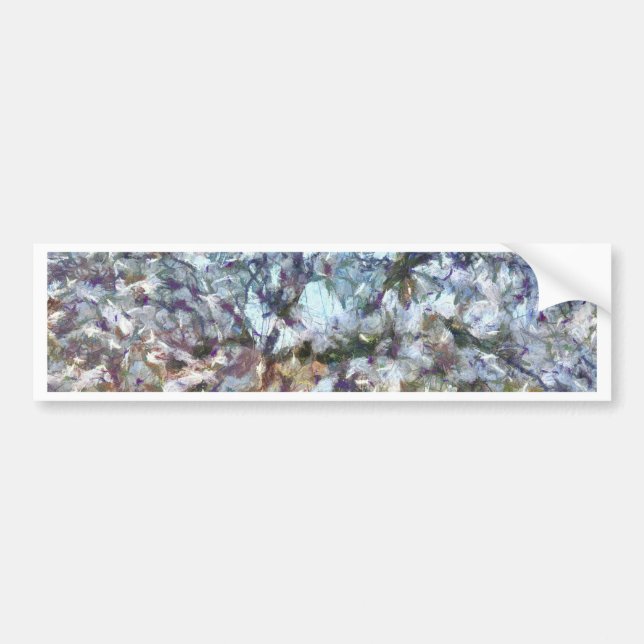Spring Almond Blossom Pointillism Artwork Bumper Sticker (Front)