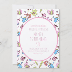 Spring and Books Birthday Party Invitation