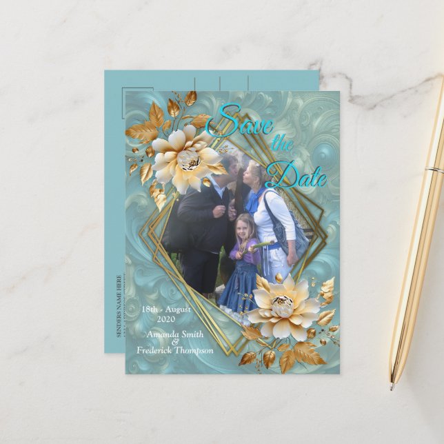 Spring and Summer Blooming Florals Announcement Postcard (Front/Back In Situ)