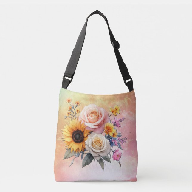 Spring and Summer Blooming Florals Crossbody Bag (Front)