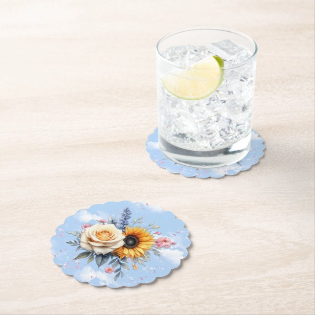 Spring and Summer Blooming Florals Paper Coaster (Insitu)