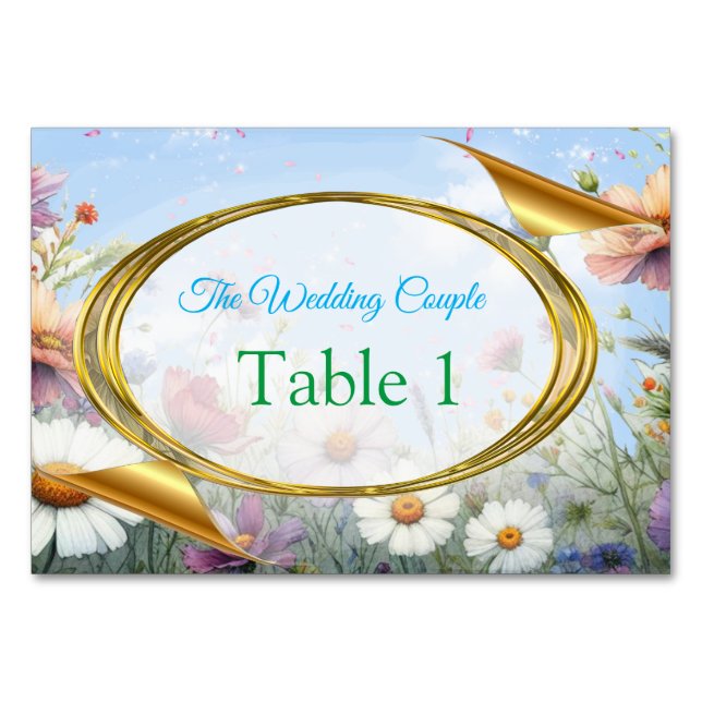 Spring and Summer Blooming Florals Table Number (Front)