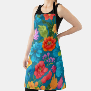 Spring and Summer Colourful Floral Pattern Apron