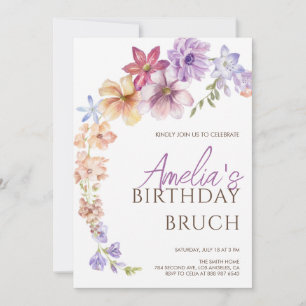 Spring and Summer Wildflowers Birthday Party Invitation