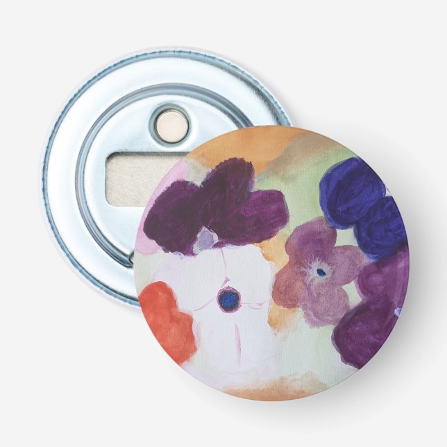 Spring Anemones Button Bottle Opener (Front)