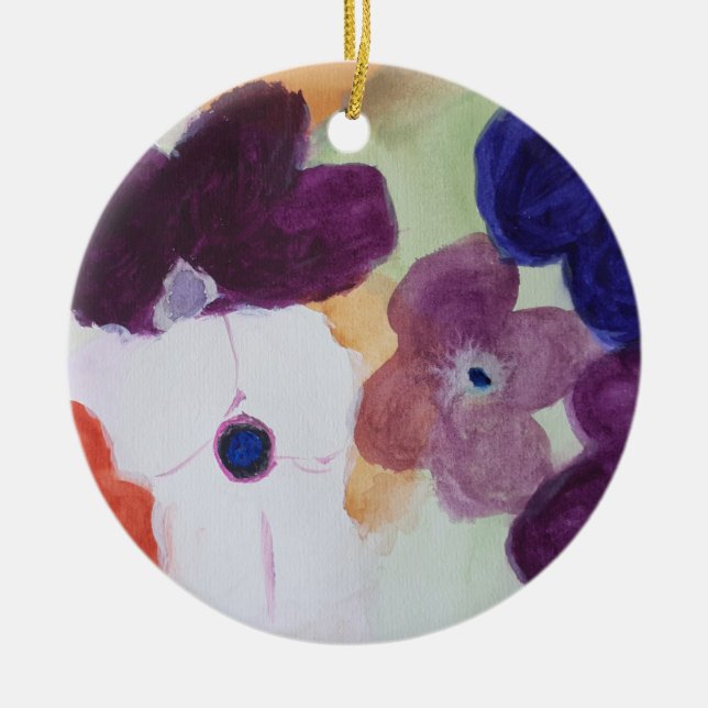 Spring Anemones Ceramic Ornament (Front)