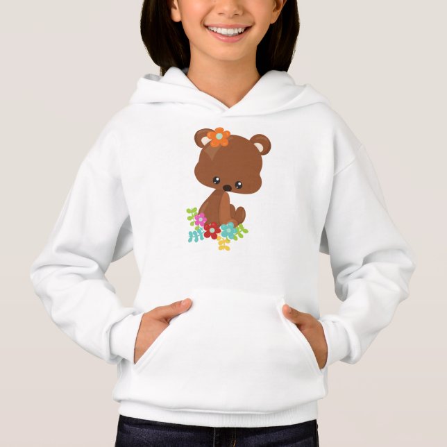 Spring Animals, Cute Bear, Little Bear, Flowers (Front)