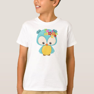 Spring Animals, Cute Owl, Little Owl, Flowers T-Shirt