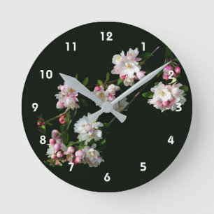 Spring Apple Blossoms Floral Round Clock