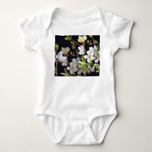 Spring Apricot Branches: Watercolor Seamless. Baby Bodysuit