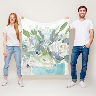 Spring Arrangement - Watercolor Bouquet Fleece Blanket