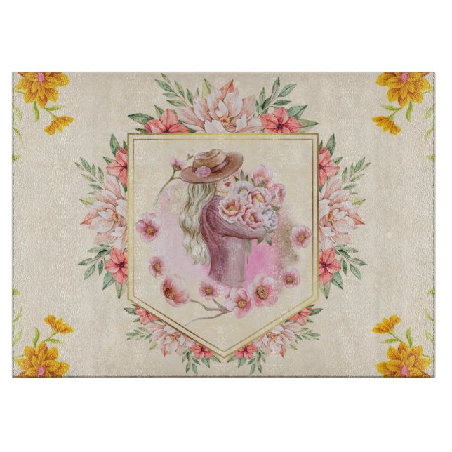 Spring Art, Flower Graphic Design Cutting Board (Front)