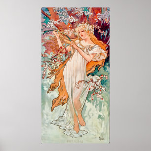Spring Art Nouveau Painting by Alphonse Mucha Poster