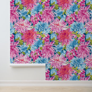 Spring Asters and Leaves Wallpaper