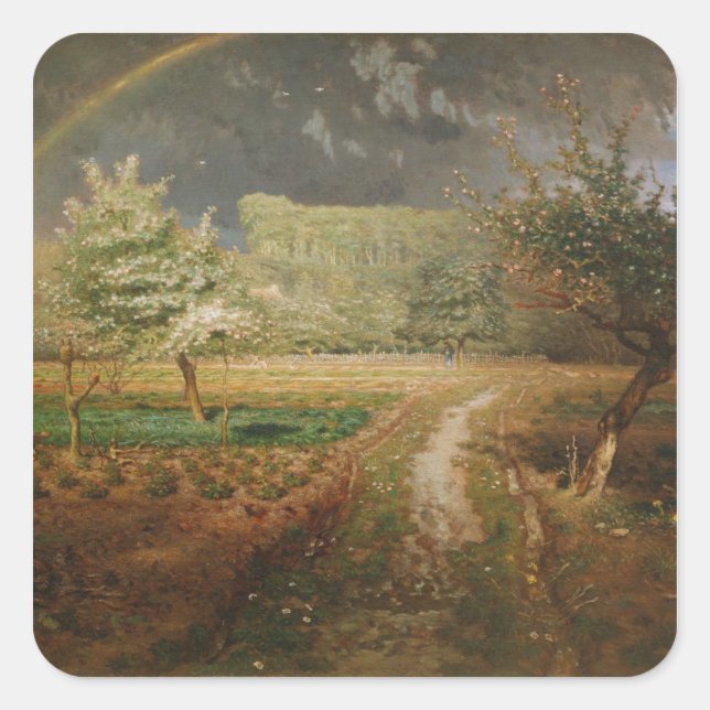 Spring at Barbizon, 1868-73 Square Sticker (Front)