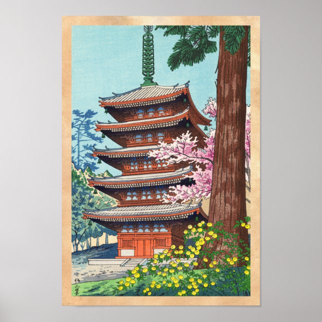 Spring at Kurama Temple Asano Takeji shin hanga Poster (Front)