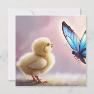 Spring Awakening – Baby Chick & Butterfly Card