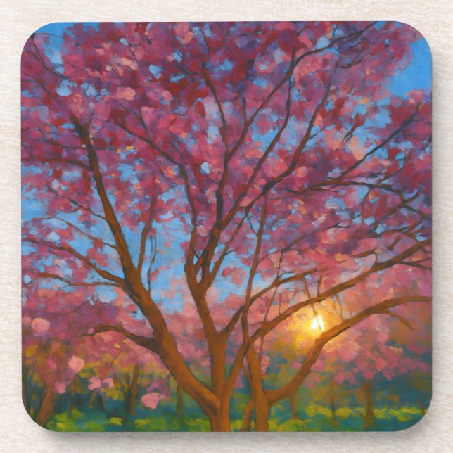 Spring Awakening – Blooming Tree Landscape Coaster (Front)