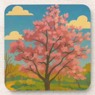 Spring Awakening – Blooming Tree Landscape Coaster