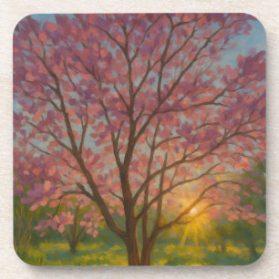 Spring Awakening – Blooming Tree Landscape Coaster