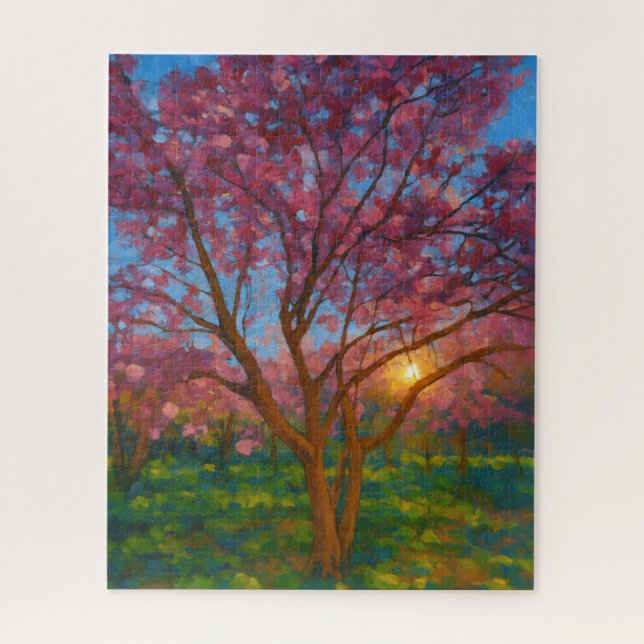 Spring Awakening – Blooming Tree Landscape Jigsaw Puzzle (Vertical)
