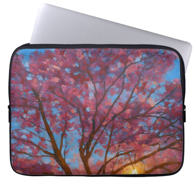 Spring Awakening – Blooming Tree Landscape Laptop Sleeve (Front)