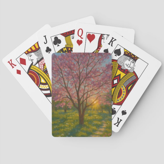 Spring Awakening – Blooming Tree Landscape Playing Cards (Back)