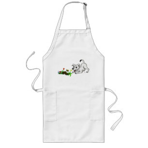 Spring Awakening, Puppy with Flowers and Butterfly Long Apron