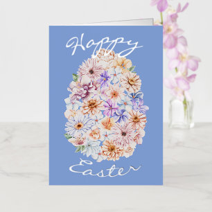 Spring Baby Blue Flowers Happy Easter Foil Holiday Card
