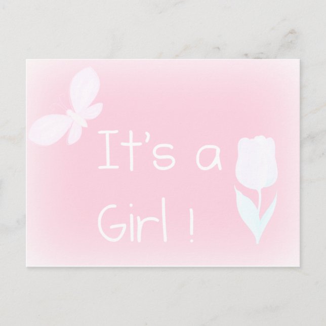 Spring baby girl - personalised birth announcement postcard (Front)