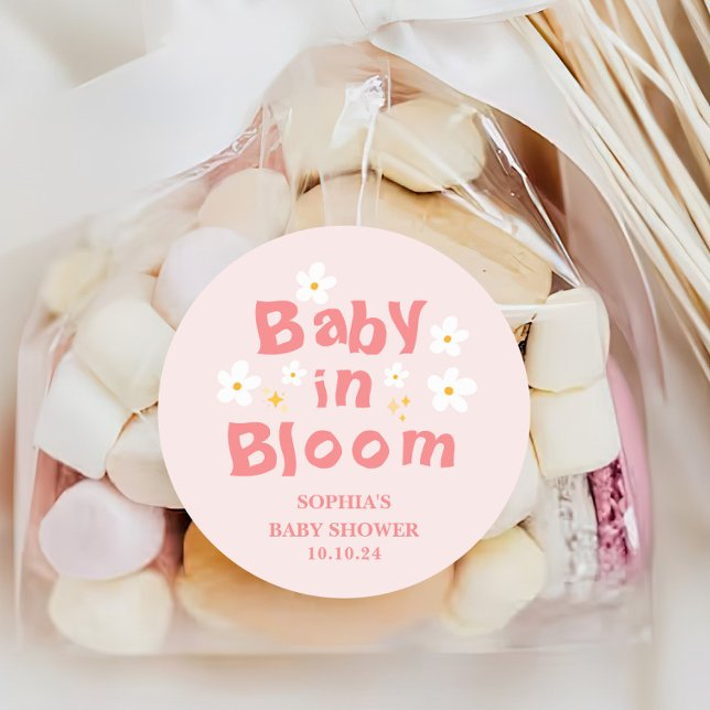 Spring Baby In Bloom Baby Shower Favour Classic Round Sticker (Creator Uploaded)