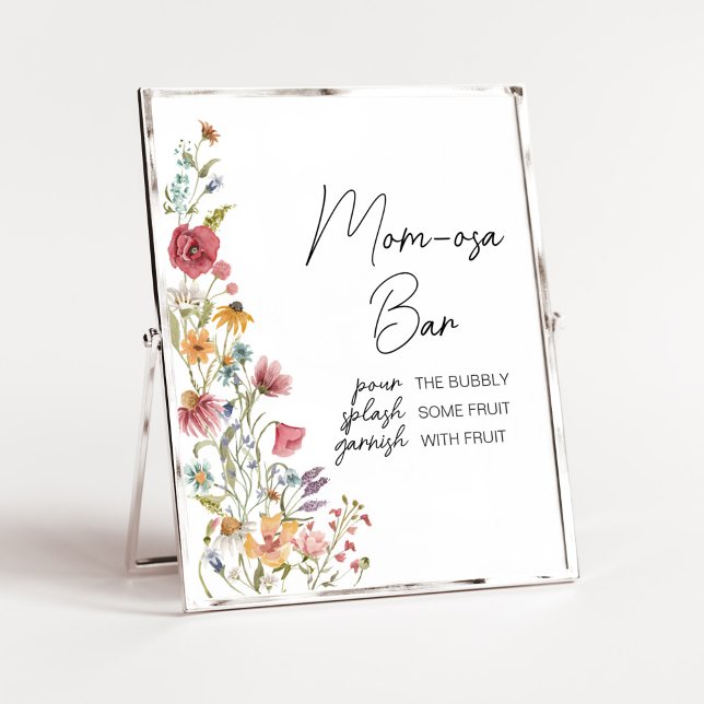 Spring Baby in Bloom Baby Shower Mum Osa Bar Poster (Boho Wildflower Baby Shower Mom Osa Bar Sign)