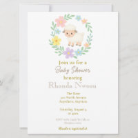Spring Baby Shower Lamb Inside Floral Wreath
