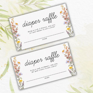 Spring Baby Shower Wildflowers Diaper Raffle Cards