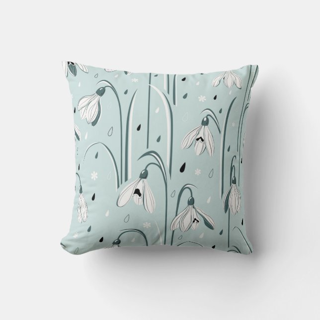 Spring background with delicate snowdrop flowers a cushion (Front)