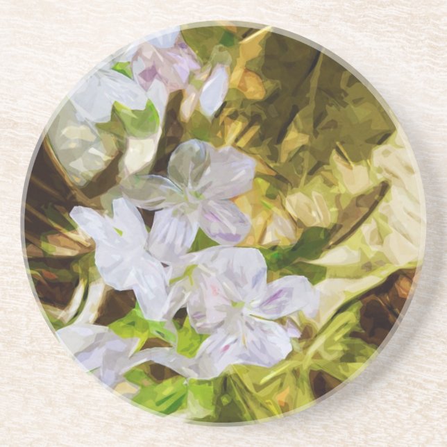 Spring Beauty a Wildflower Abstract Impressionism Coaster (Front)