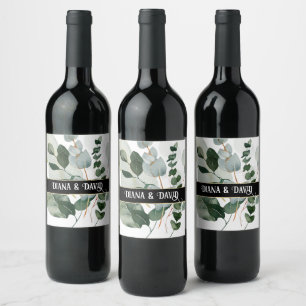 SPRING BEAUTY BOTANICAL GREENERY Wedding Couples Wine Label