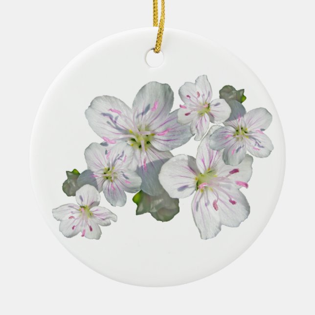 Spring Beauty Wildflower Coordinating Items Ceramic Tree Decoration (Front)