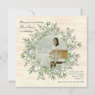 Spring Berry Wreath Photo Invitation