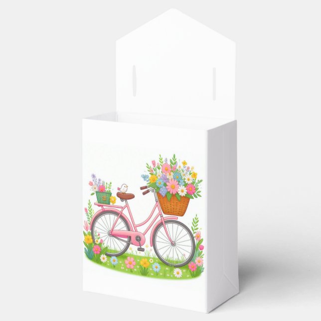 Spring Bicycle with Flowers and Bird Favour Box (Opened)