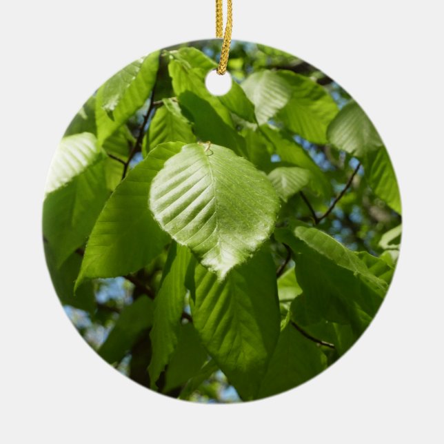 Spring Birch Leaves Green Tree Ceramic Tree Decoration (Front)