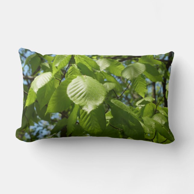 Spring Birch Leaves Green Tree Lumbar Cushion (Front)