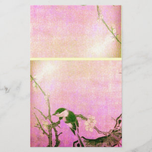 SPRING BIRD AND FLOWER TREE Pink Fuchsia