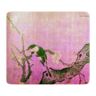 SPRING BIRD AND FLOWER TREE Pink Fuchsia Cutting Board