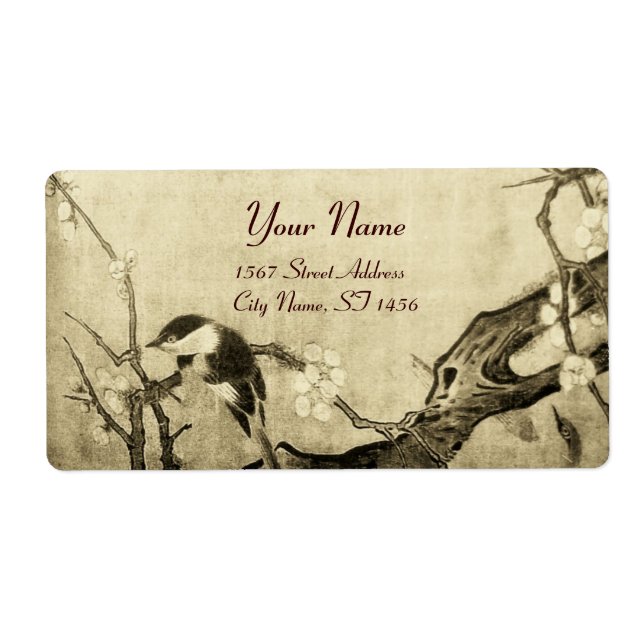 SPRING BIRD AND FLOWER TREE Sepia Brown (Front)
