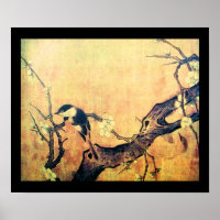 SPRING BIRD AND FLOWER TREE Yellow Brown Black