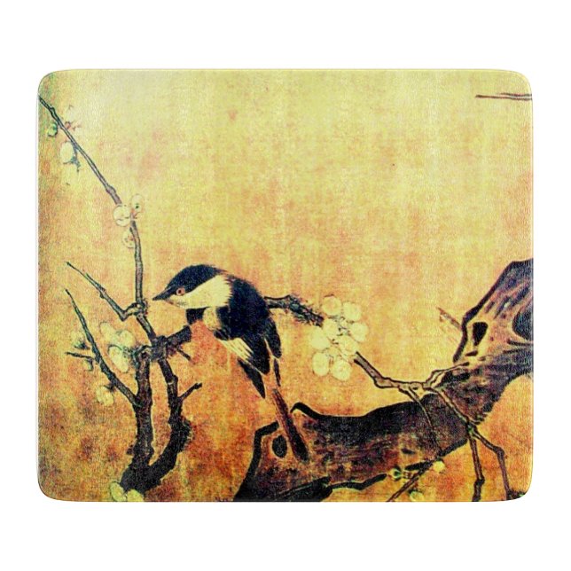 SPRING BIRD AND FLOWER TREE Yellow Brown  Cutting Board (Front)
