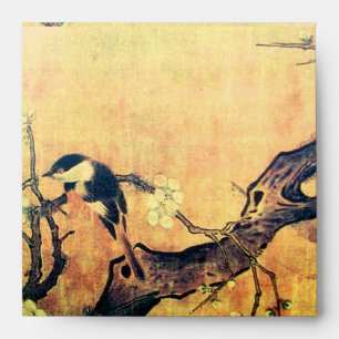 SPRING BIRD AND FLOWER TREE Yellow Brown Envelopes