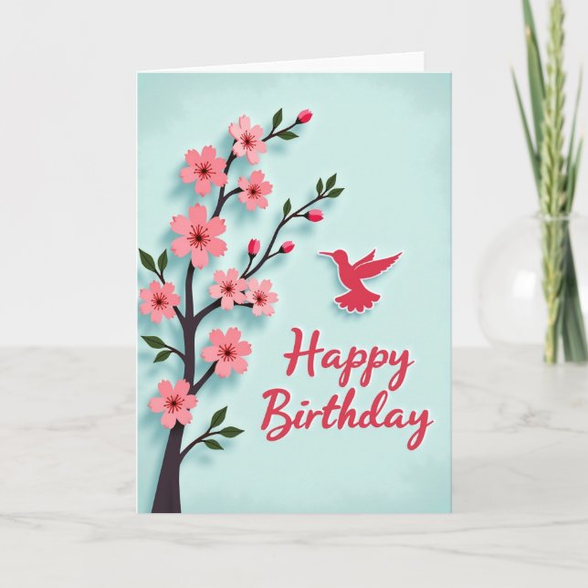 Spring Bird Birthday Card (Front)