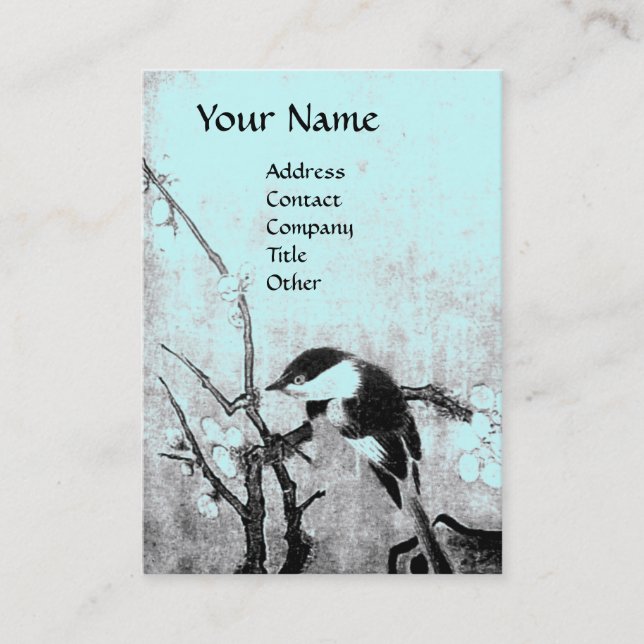 SPRING BIRD ,black blue,grey Business Card (Front)